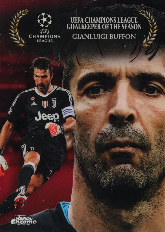 Gianluigi Buffon 2017 Topps Chrome UEFA Champions League #AW-GBU Award Winners - Red Refractor /10 PSA 10