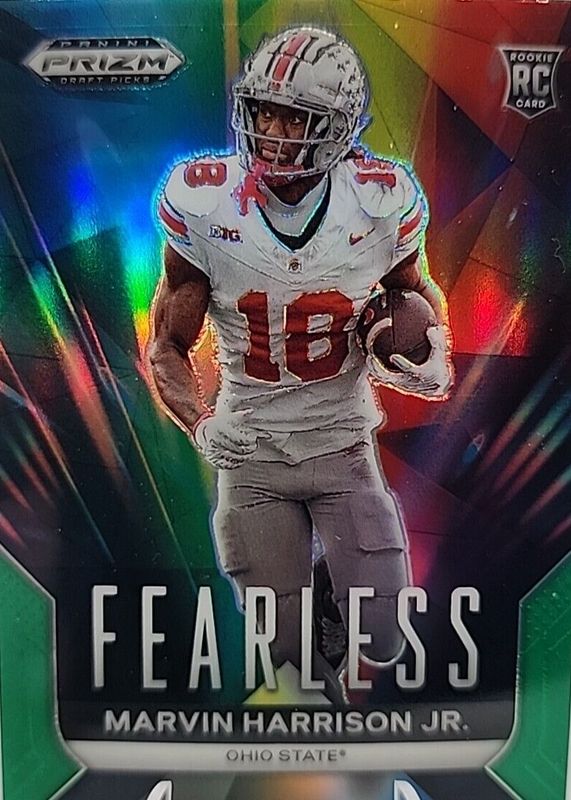 Marvin Harrison Jr. 2024 Prizm Draft Picks #F-MHJ Fearless - Green Rookie RAW