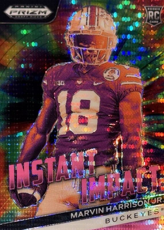 Marvin Harrison Jr. 2024 Prizm Draft Picks #II-MHJ Instant Impact - Neon Pink Pulsar /15 Rookie RAW