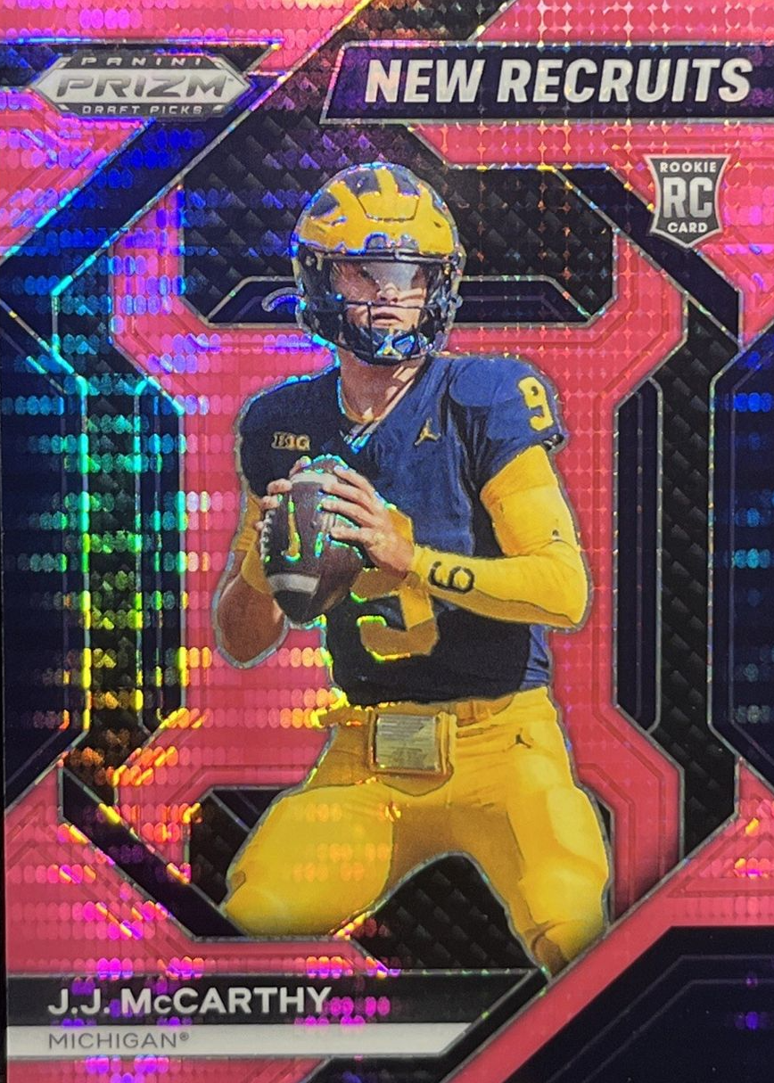 JJ McCarthy 2024 Prizm Draft Picks #NR-JMY New Recruits - Neon Pink ...
