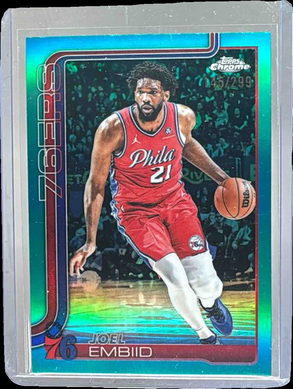 Joel Embiid 2025 Topps Chrome #149 Teal Refractor /299 Price Guide