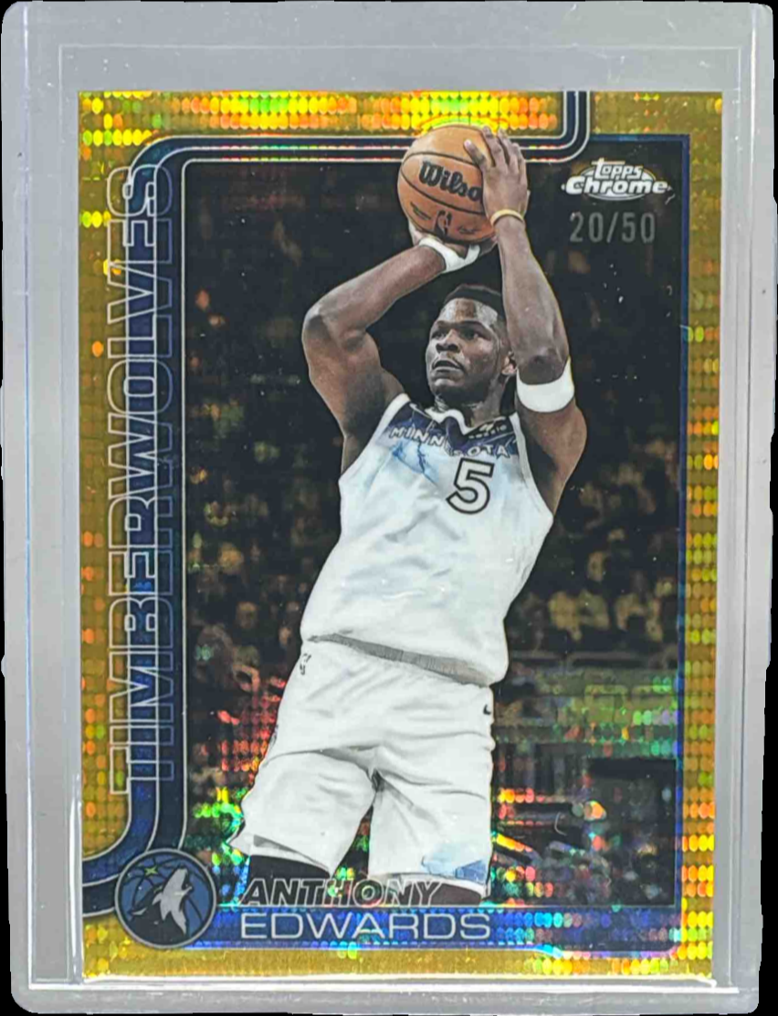 Anthony Edwards 2025 Topps Chrome #151 Gold Pulsar Refractor /50
