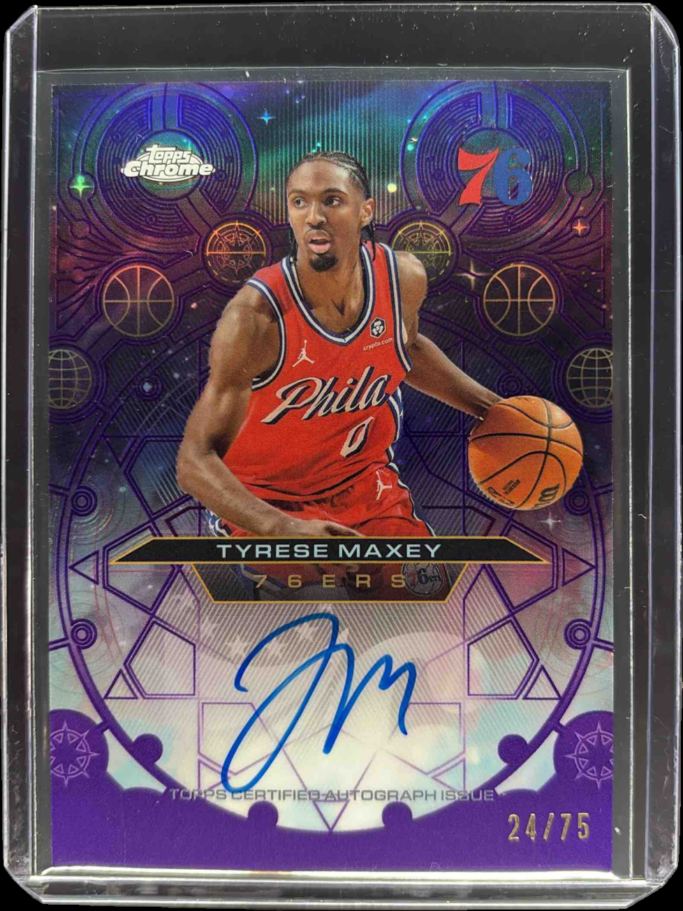 Tyrese Maxey 2025 Topps Chrome #CH-TM Chromographs - Purple
