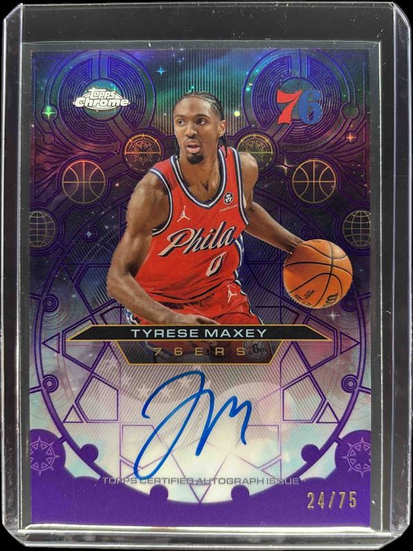 Tyrese Maxey 2025 Topps Chrome #CH-TM Chromographs - Purple
