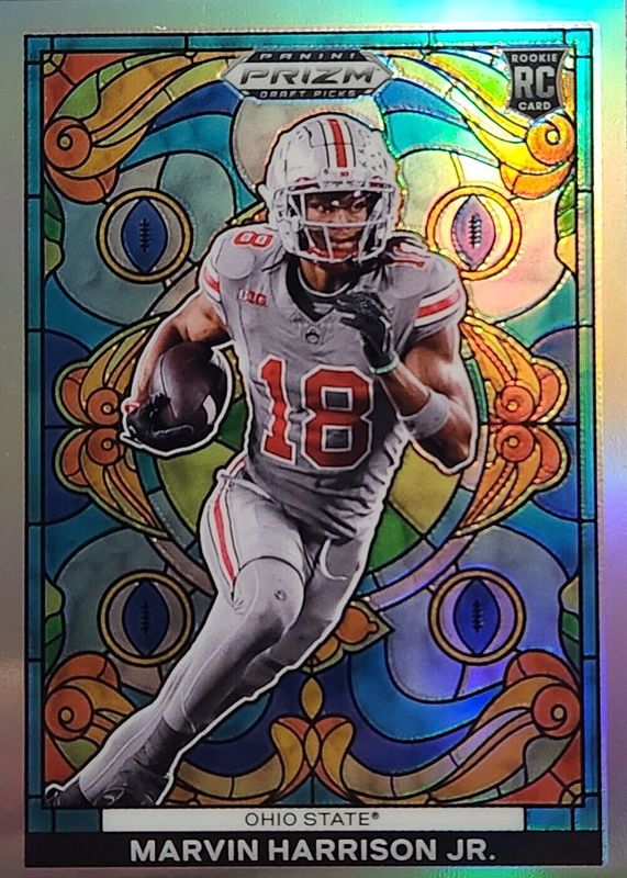 Marvin Harrison Jr. 2024 Prizm Draft Picks #SG-MHJ Stained Glass /(SSP) Rookie RAW
