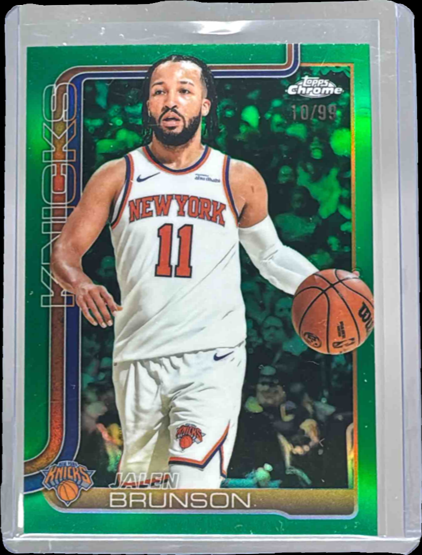 Jalen Brunson 2025 Topps Chrome #101 Green Refractor /99 Price