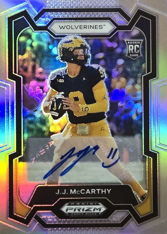 JJ McCarthy 2024 Prizm Draft Picks #132 Autographs Rookie PSA 8