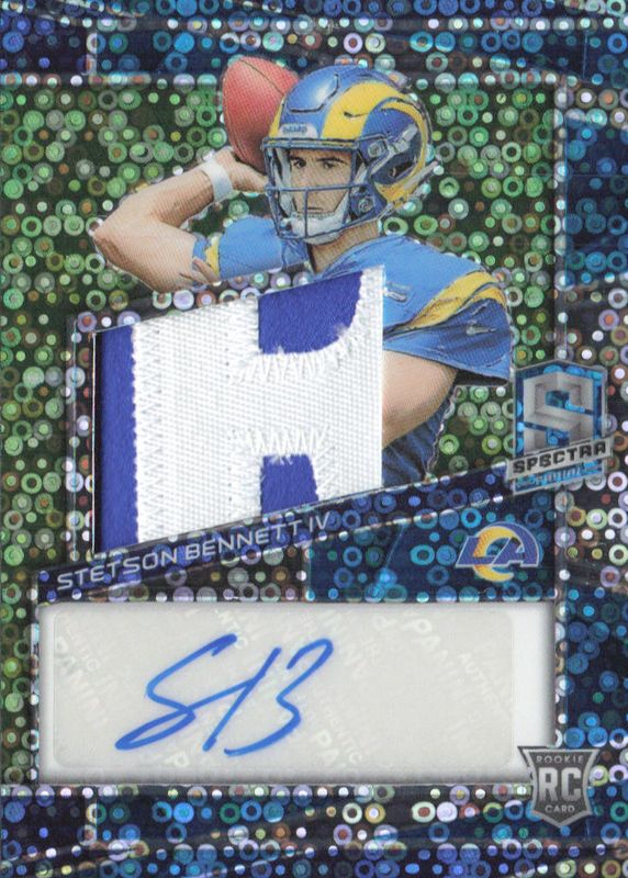 Stetson Bennett IV 2023 Spectra #234 Rookie Patch Auto - Neon Blue /50 RAW
