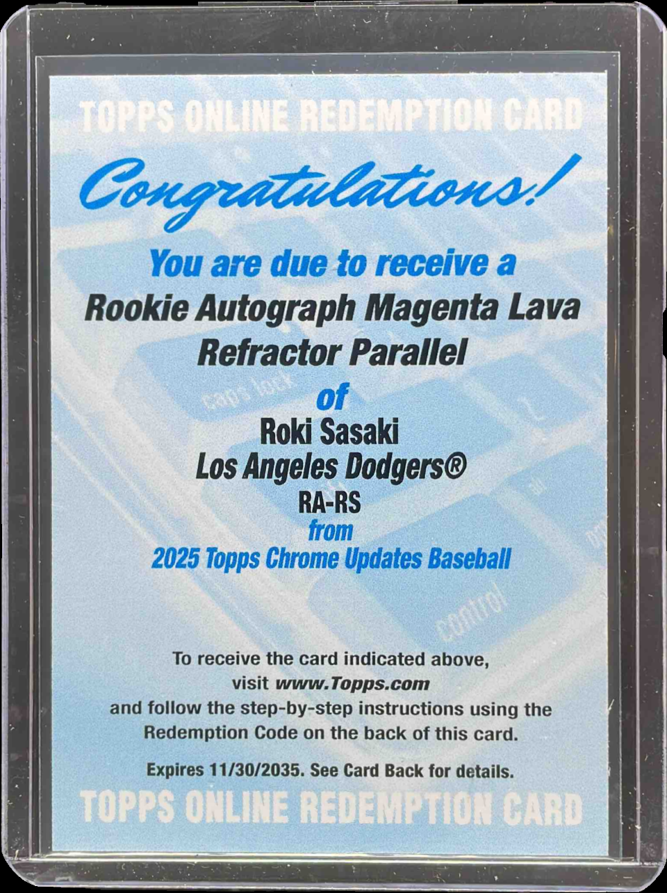 Roki Sasaki 2025 Topps Chrome Update #RA-RS Rookie Lava Lamp