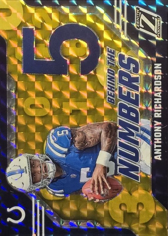 Anthony Richardson 2023 Zenith #2 Behind the Numbers - Gold /10 Rookie RAW