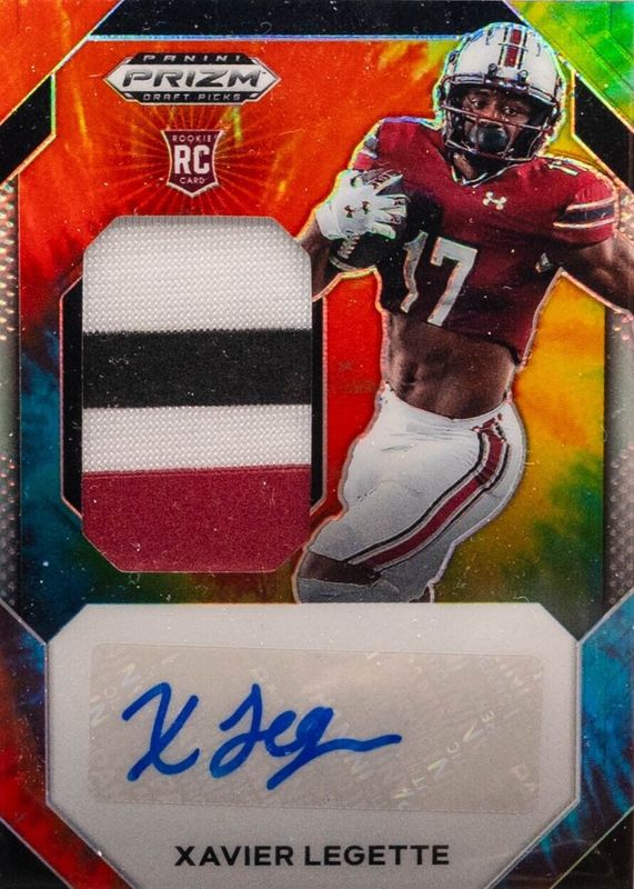 Xavier Legette 2024 Prizm Draft Picks #JPA-XLE Jumbo Rookie Patch Autographs - Tie-Dye /25 RAW