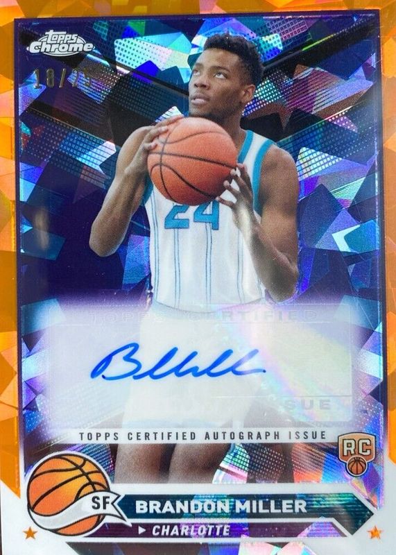 Brandon Miller 2023 Topps Chrome Sapphire Edition #CG-BM Autographs - Orange /25 Rookie PSA 10