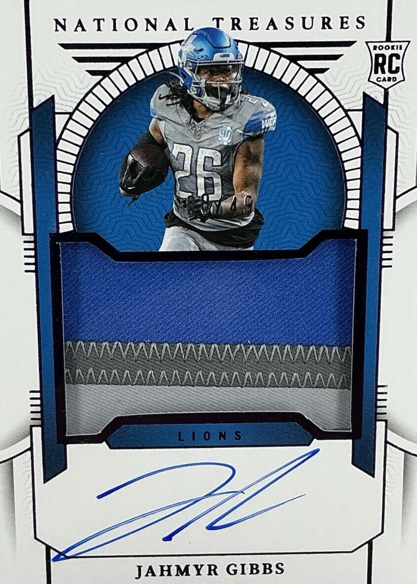 Jahmyr Gibbs 2023 National Treasures #167 Rookie Patch Auto