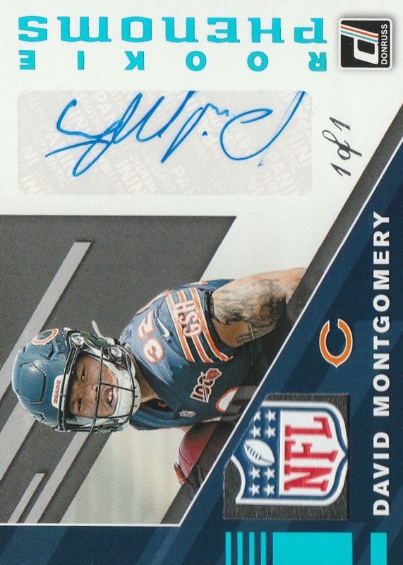 David Montgomery 2019 Donruss #RPJ-11 Rookie Phenoms Jersey Autographs - NFL Shield /1 RAW