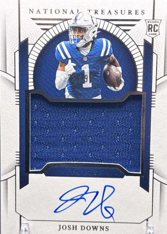 Josh Downs 2023 National Treasures #175 Rookie Patch Auto /99 RAW