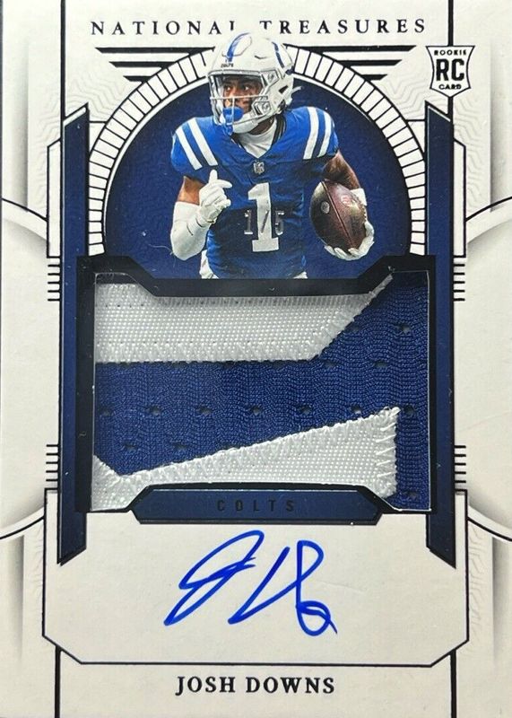 Josh Downs 2023 National Treasures #175 Rookie Patch Auto - Black /5 RAW