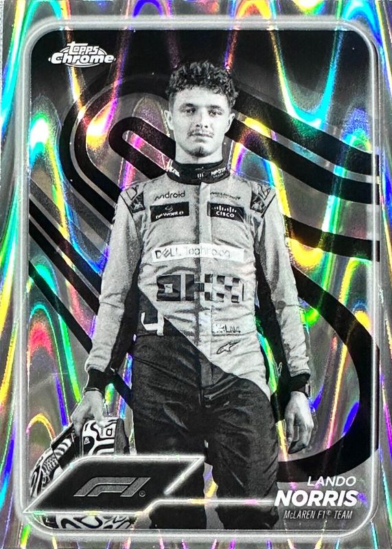 Lando Norris 2024 Topps Chrome Formula 1 #7 Black & White RayWave Refractor SGC 10