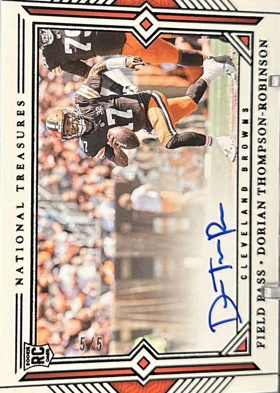 Dorian Thompson-Robinson 2023 National Treasures #FP-STR Rookie Signatures Field Pass - Black /5 RAW