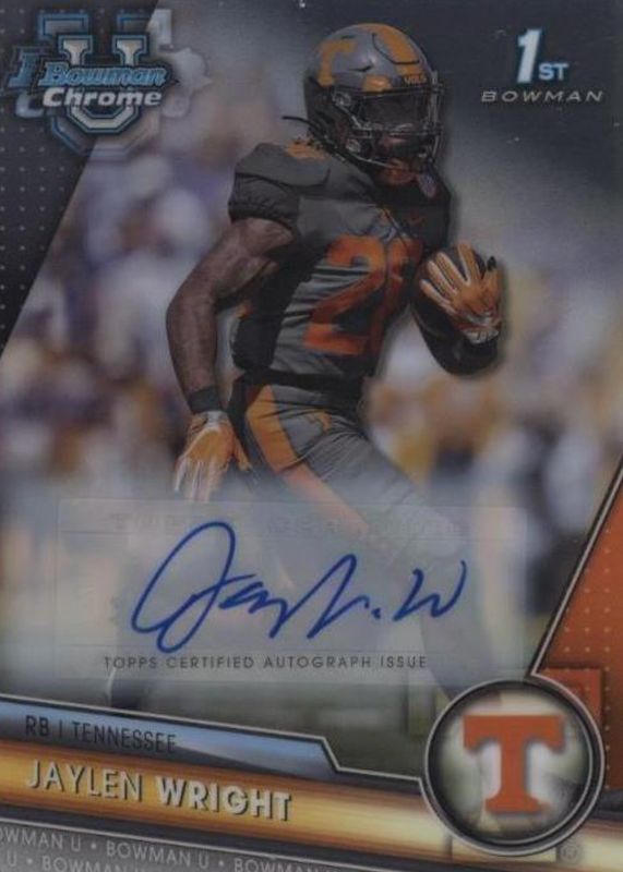 Jaylen Wright 2023 Bowman Chrome University #130 Prospect Auto (1st) RAW