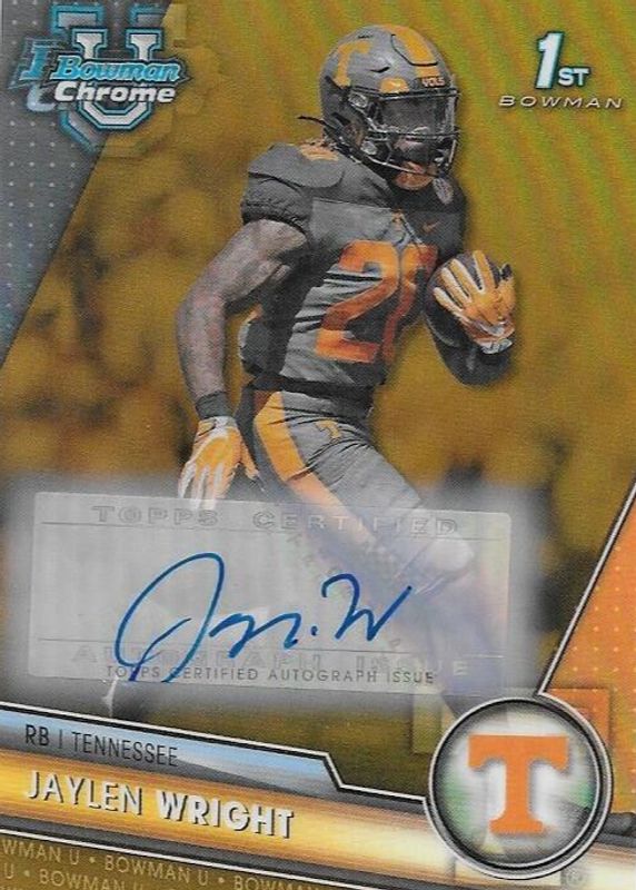 Jaylen Wright 2023 Bowman Chrome University #130 Prospect Auto - Gold Refractor /50 (1st) RAW