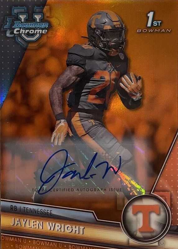 Jaylen Wright 2023 Bowman Chrome University #130 Prospect Auto - Orange Refractor /25 (1st) RAW