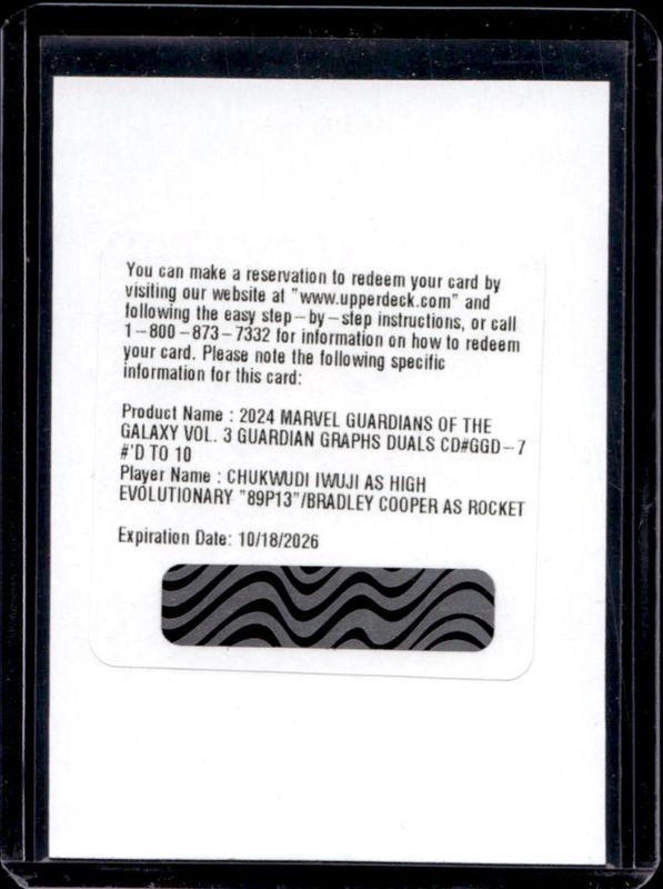2024 Upper Deck Marvel Guardians of the Galaxy Volume 3 #GGD-7 Guardian Graphs Duals /10