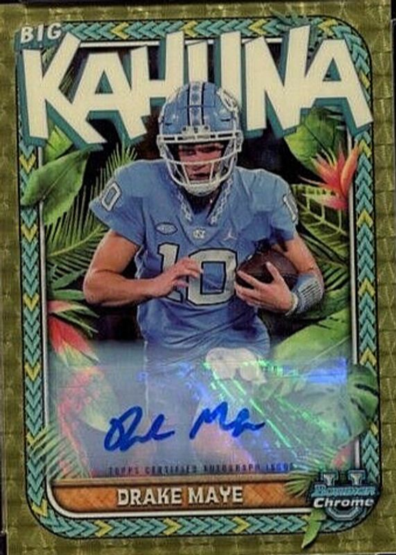 Drake Maye 2023 Bowman Chrome University #TBK-2 The Big Kahuna Autographs - Superfractor /1 PSA 10