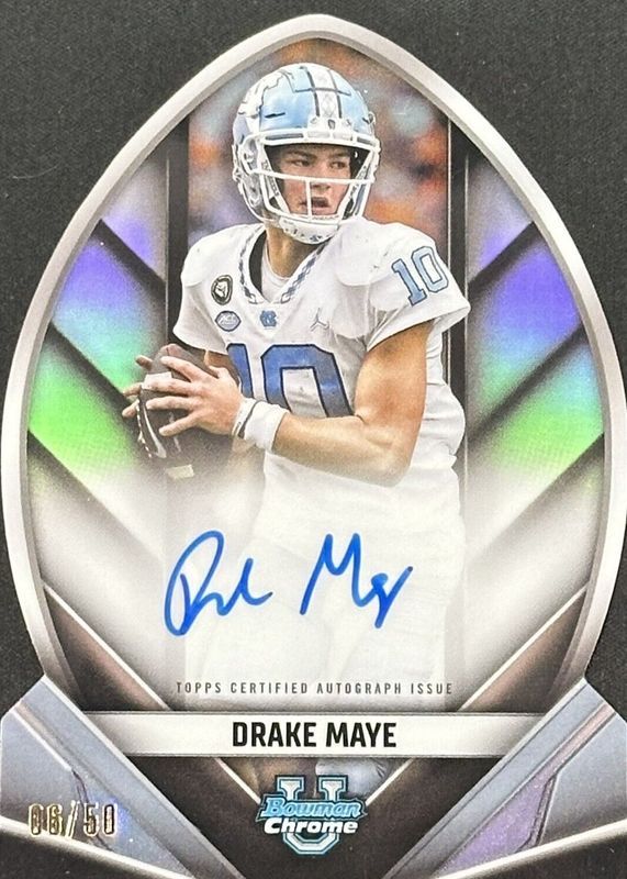 Drake Maye 2023 Bowman Chrome University #FOFA-DM Future of Football Autographs /50 RAW