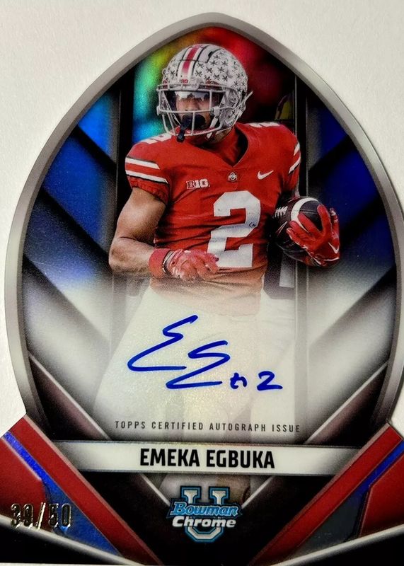 Emeka Egbuka 2023 Bowman Chrome University #FOFA-EE Future of Football Autographs /50 PSA 10