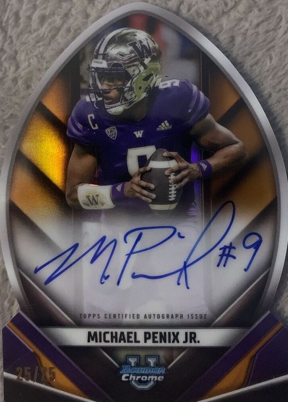 Michael Penix Jr. 2023 Bowman Chrome University #FOFA-MP Future of Football Autographs - Orange Refractor /25 PSA 10