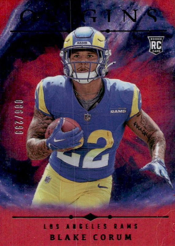 Blake Corum 2024 Origins #110 Holo Red /299 Rookie RAW