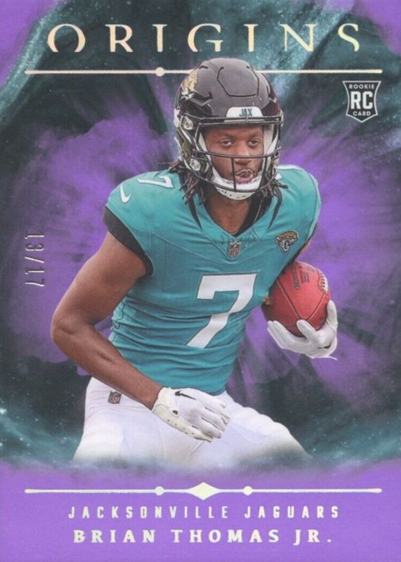 Brian Thomas Jr. 2024 Origins #119 Purple /17 Rookie PSA 10