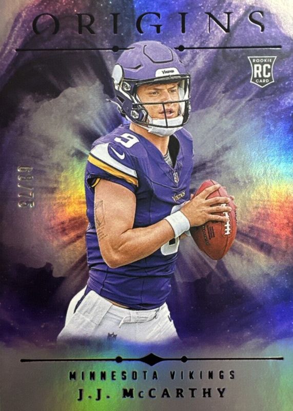 JJ McCarthy 2024 Origins #103 Holo Silver /75 Rookie RAW