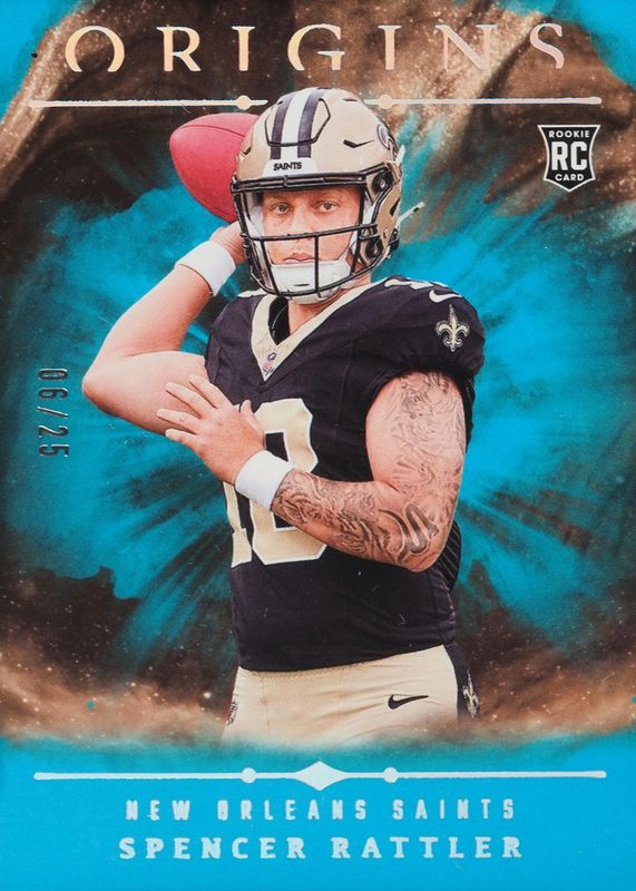 Spencer Rattler 2024 Origins #114 Turquoise /25 Rookie RAW