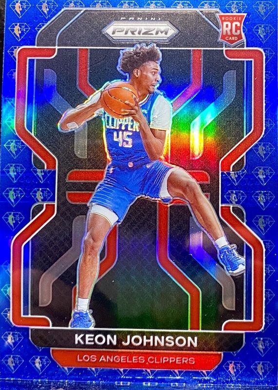 Keon Johnson 2021 Prizm #326 Blue NBA 75th Anniversary Rookie PSA 10