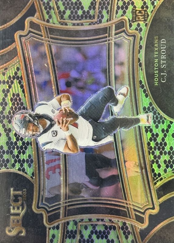 CJ Stroud 2023 Select #338 Field Level Green & Black Snakeskin /2 Rookie RAW