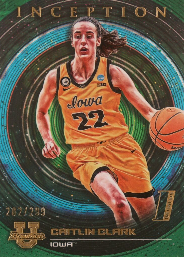 Caitlin Clark 2022 Bowman University Inception #68 Green Foil /299