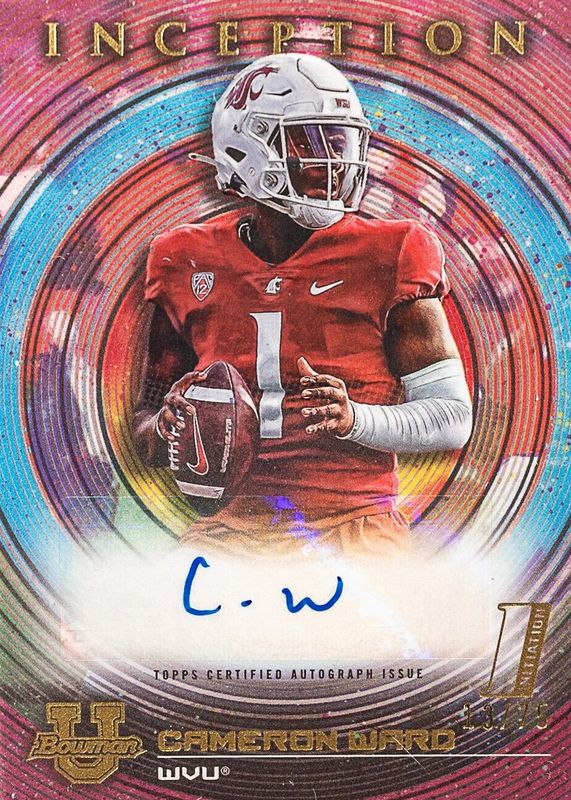 Cam Ward 2022 Bowman University Inception #BIA-CWD Autographs - Fuchsia Foil /75 (1st) RAW