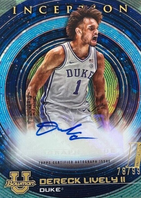 Dereck Lively II 2022 Bowman University Inception #BIA-DLII Autographs - Blue Foil /99 (1st) RAW