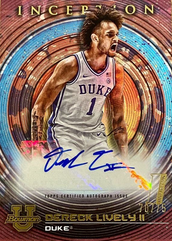 Dereck Lively II 2022 Bowman University Inception #BIA-DLII Autographs - Fuchsia Foil /75 (1st) RAW