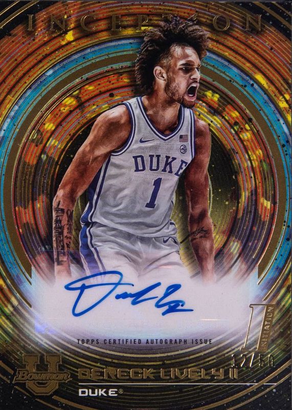 Dereck Lively II 2022 Bowman University Inception #BIA-DLII Autographs - Gold Foil /50 (1st) RAW