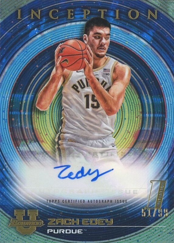 Zach Edey 2022 Bowman University Inception #BIA-ZE Autographs - Blue Foil /99 (1st) PSA 10