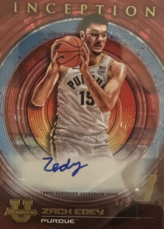 Zach Edey 2022 Bowman University Inception #BIA-ZE Autographs - Red Foil /5 (1st) PSA 10