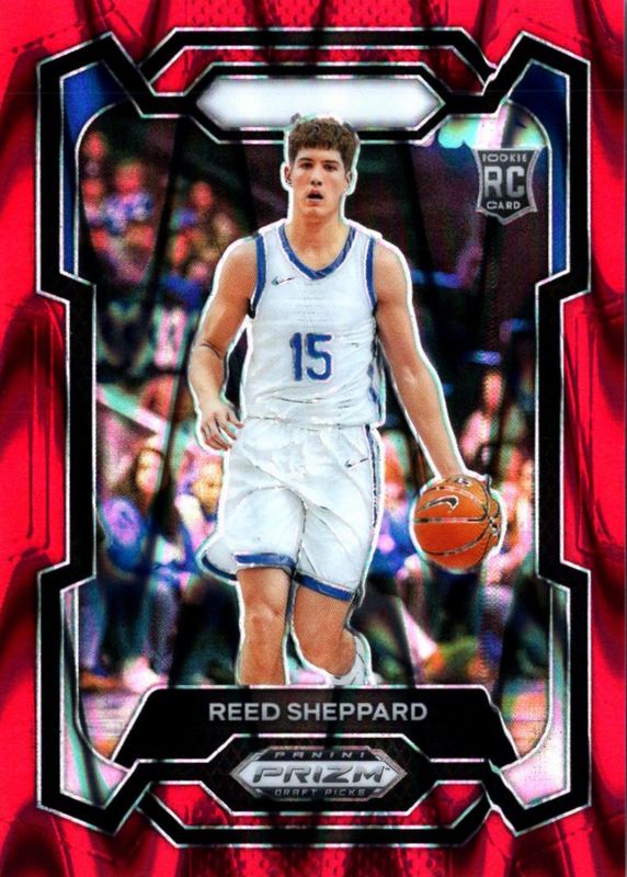 Reed Sheppard 2024 Prizm Draft Picks #21 Red Seismic /225 Rookie RAW
