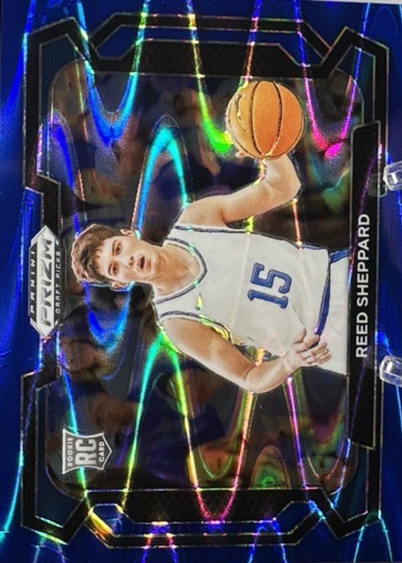 Reed Sheppard 2024 Prizm Draft Picks #21 Variation - Blue Seismic /149 Rookie RAW