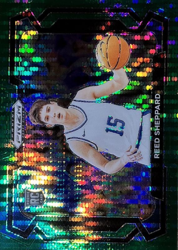 Reed Sheppard 2024 Prizm Draft Picks #21 Variation - Green Pulsar /25 Rookie RAW