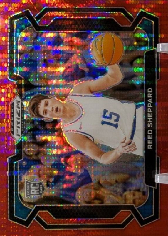 Reed Sheppard 2024 Prizm Draft Picks #21 Variation - Red Pulsar /299 Rookie RAW