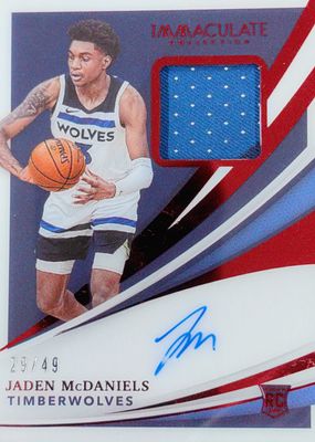2020 Immaculate #103 Rookie Patch Auto - Red /49