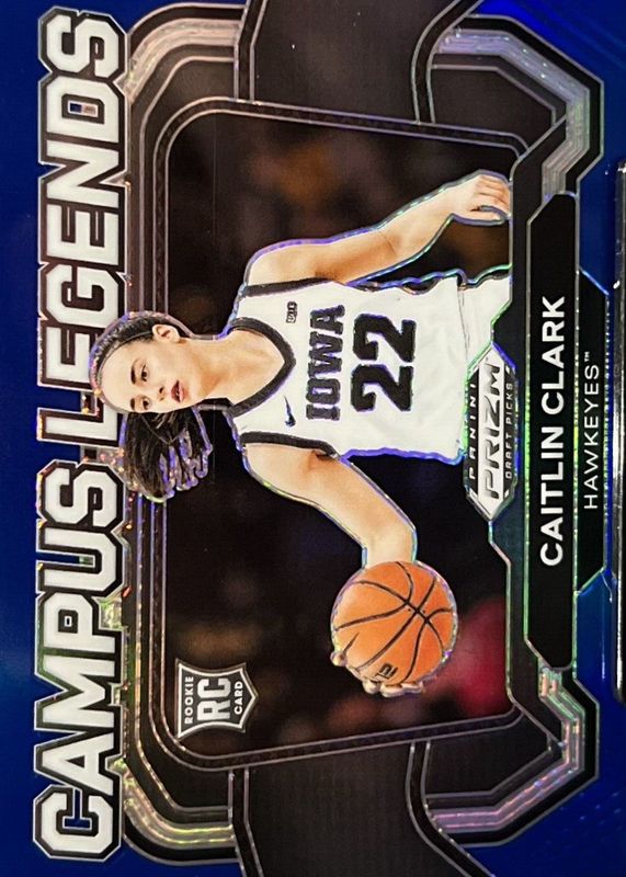 Caitlin Clark 2024 Prizm Draft Picks #5 Campus Legends - Blue /199 Rookie RAW