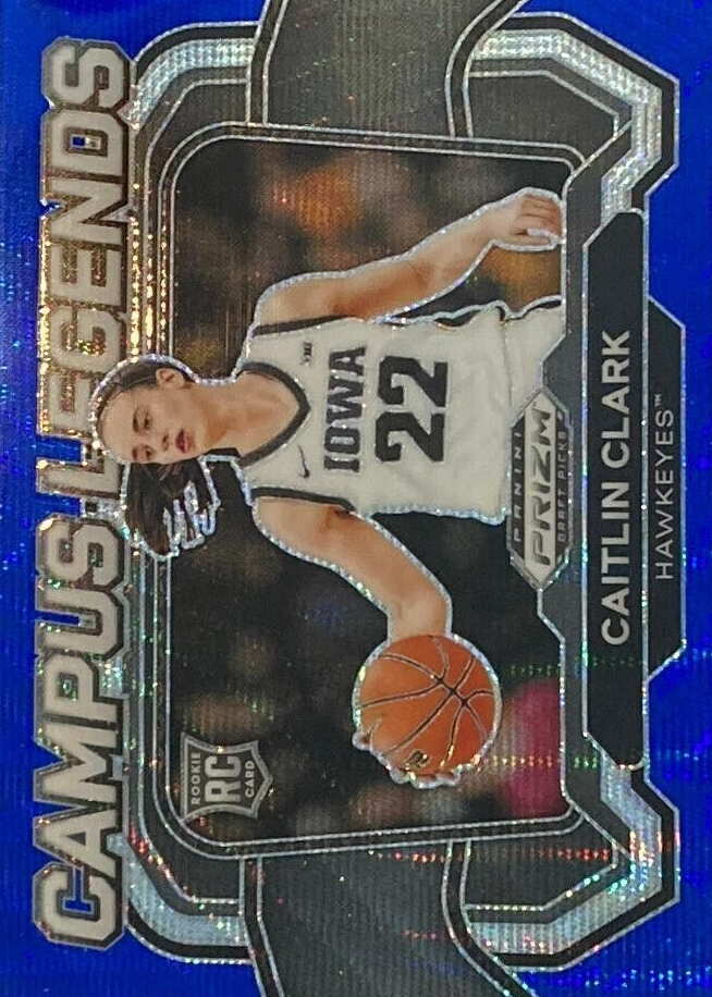 Caitlin Clark 2024 Prizm Draft Picks #5 Campus Legends - Blue Wave